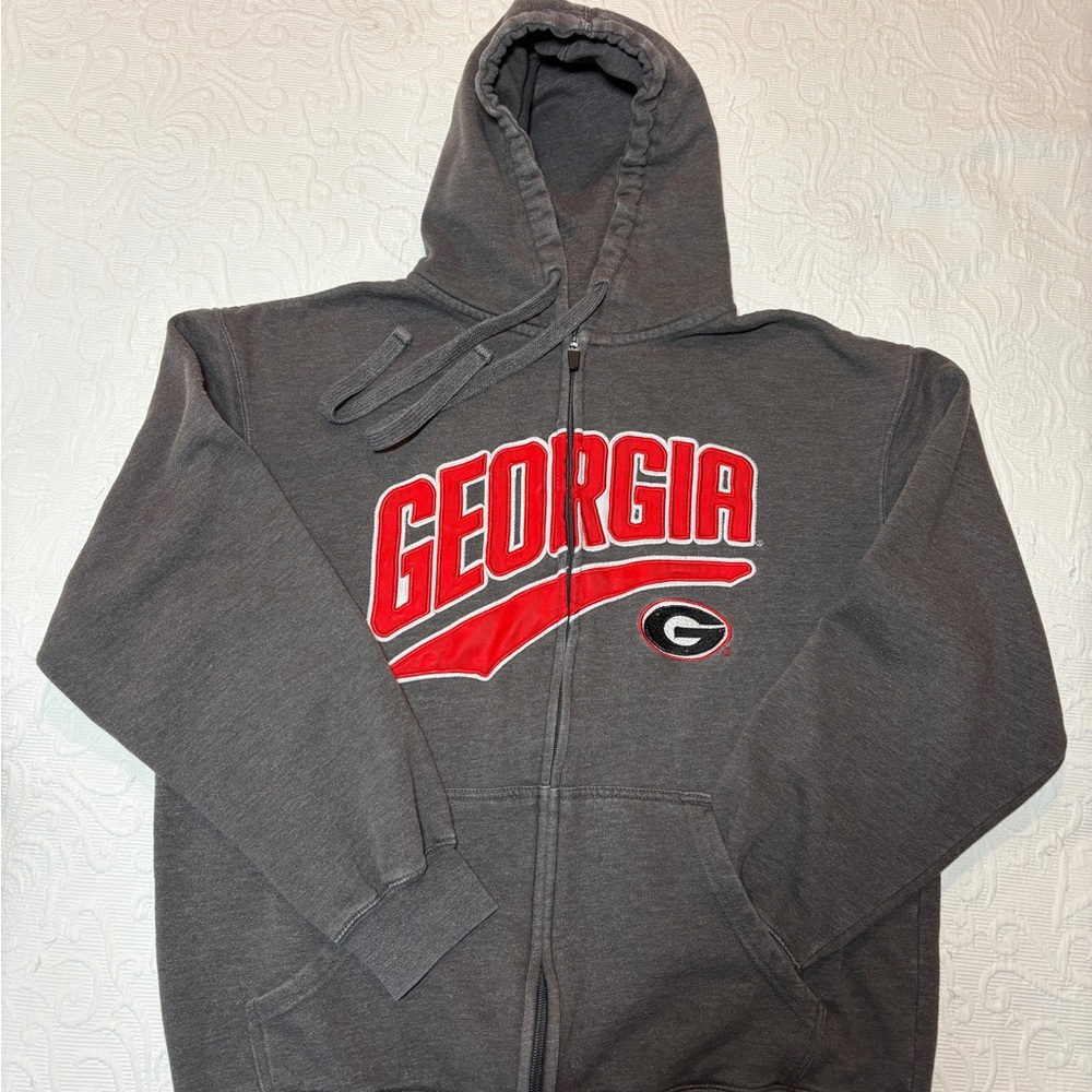 Georgia Red & Charcoal Zip-Up Hoodie